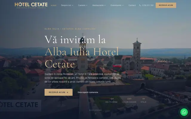 Captură a paginii principale hotelcetate.ro